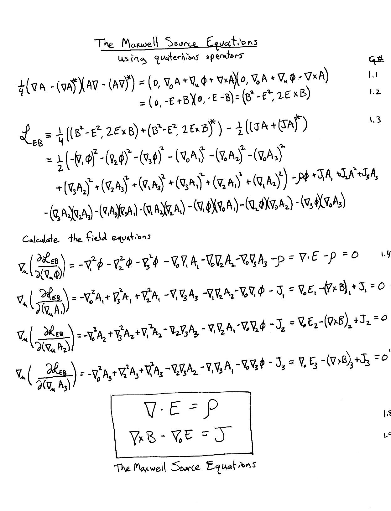 The Maxwell source equations derivation by hand