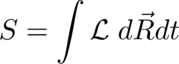 The action S equals the integral of the Lagrange density over
space-time