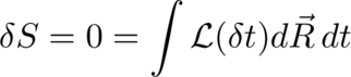 The variaton of the action S equals 0 equals the integral of the Lagrange
density varied with respect to a variable and posibly the derivatives of the
variable integrated over 
space-time