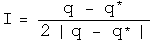 I = q - q conjugated over 2 the absolute value of q - q
conjugated